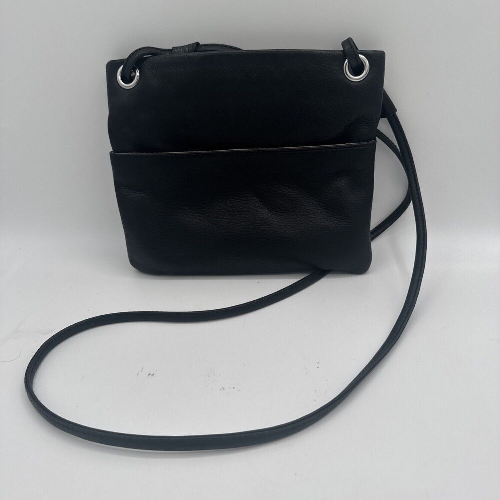 Margot Kari Square Mini Crossbody Bag Black Pebbled Leather Shoulder Bag Purse